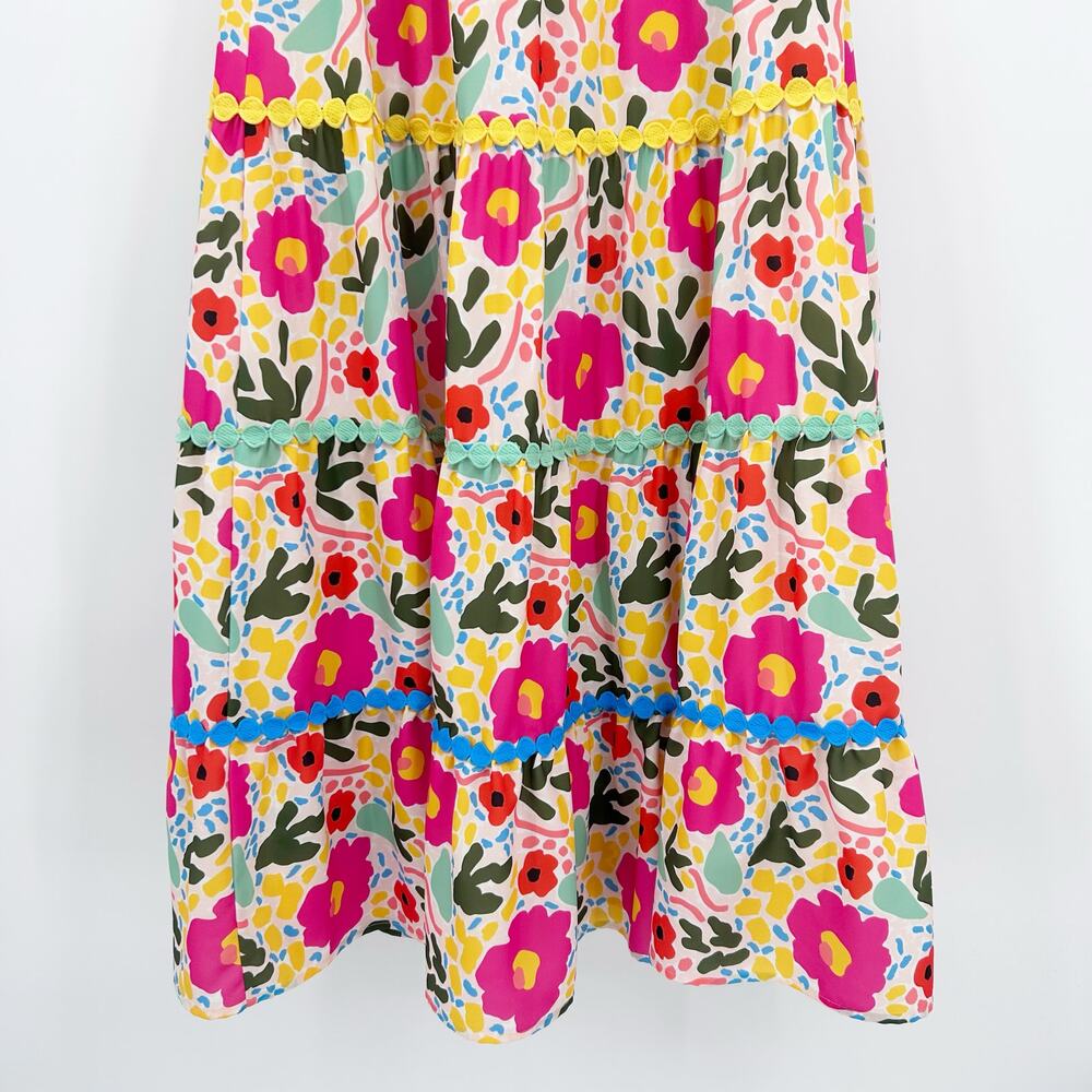 Crosby by Mollie Burch Pink Napa Maxi Dress Monet’s Garden Floral XS Spring - Picture 11 of 12